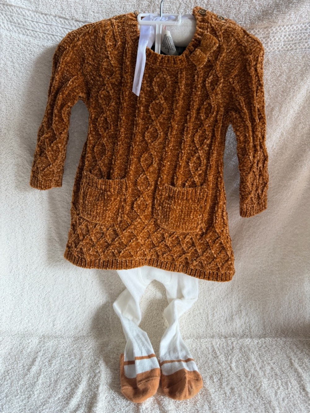 Rachel Zoe Girls Cable-Knit Sweater Dress in Rust